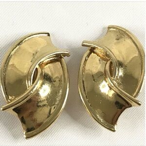 Yves Saint Laurent Vintage Gold Sculptural Clip-On Earrings